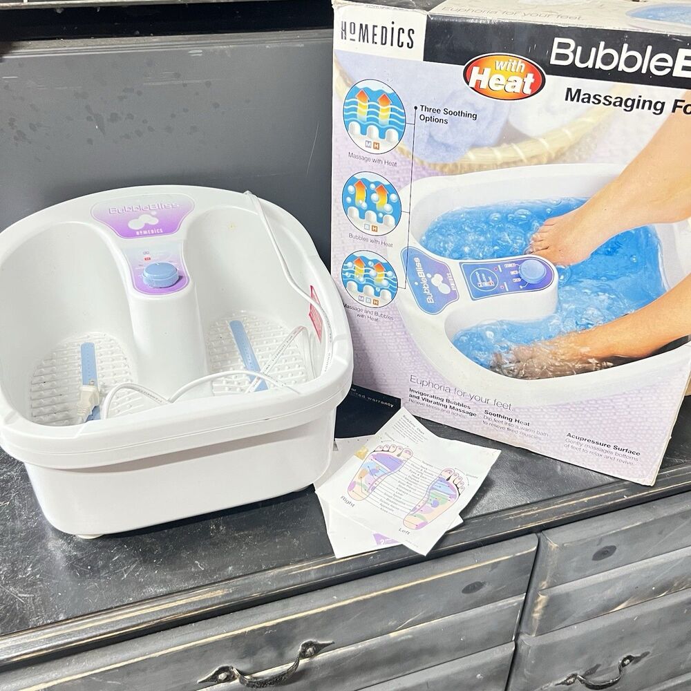 Homedics Bubble Bliss Massage Euphoria for Feet Spa w/ Heat-in Box 3 Settings